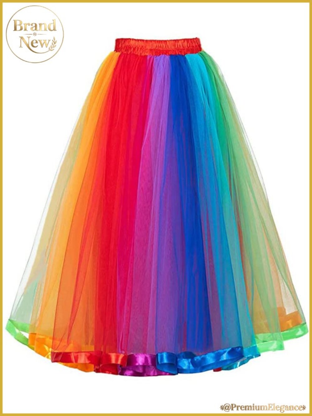 Plus Size Rainbow Tutu Skirt Women's Puffy Tulle A-Line Maxi